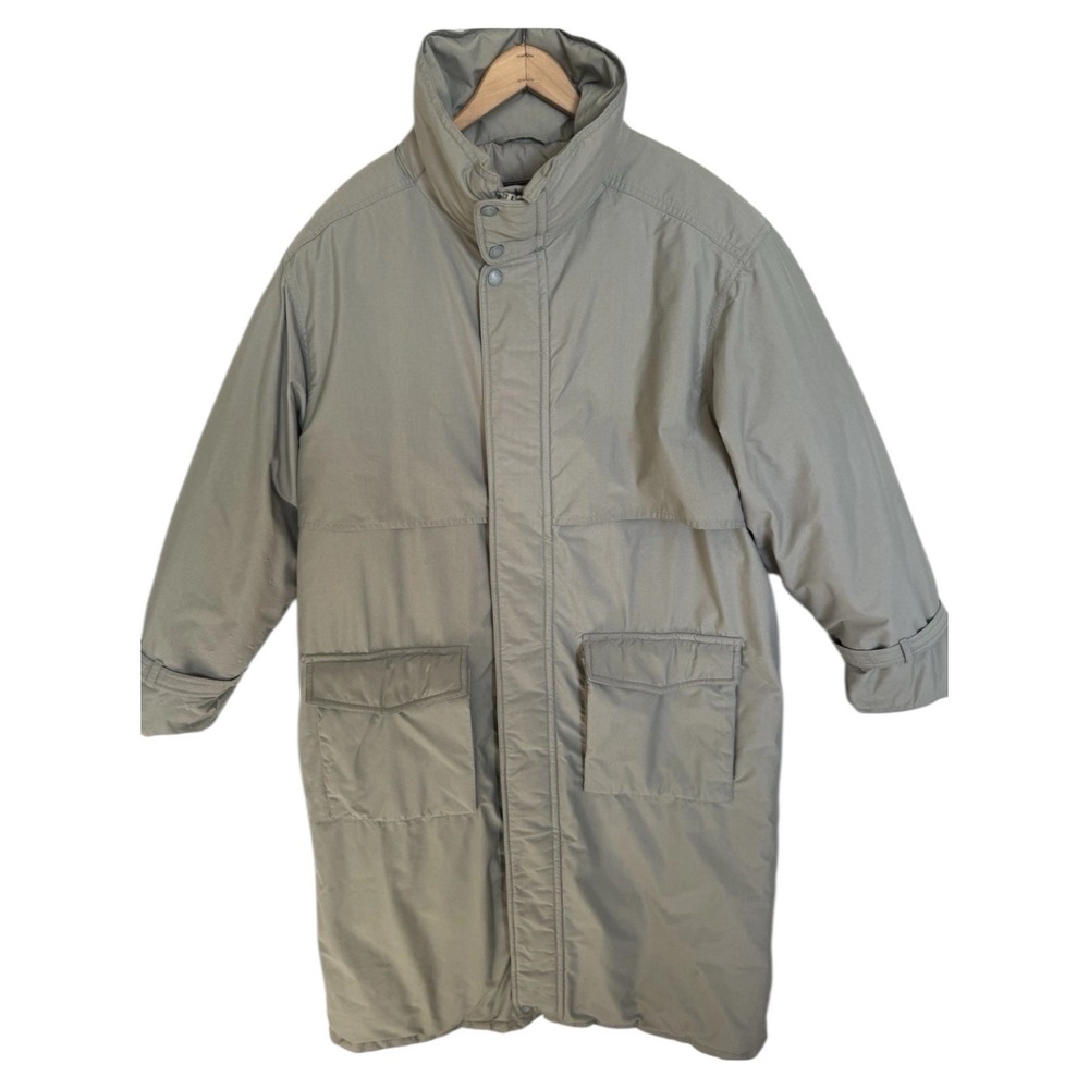 VTG 80s Eddie Bauer Goose Down Parka Coat Long Gore Tex Men's Medium Beige